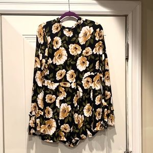 NWT long sleeve pleated floral romper XL forever21